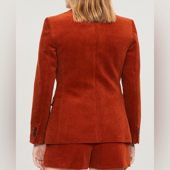 Maje Elle Corduroy Burnt Orange Camel Blazer Jacket Alessandra Ambrosio - Picture 5 of 8